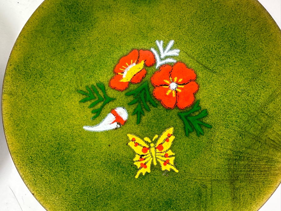 (4) Handmade Enamel Copper Plates Dishes Of Various Makes Including Annemarie Davidson 8'R [Photo 5]