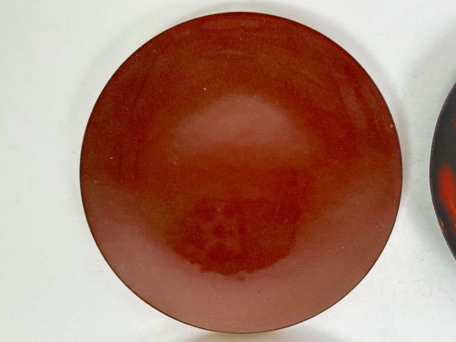 (4) Handmade Enamel Copper Plates Dishes Of Various Makes Including Annemarie Davidson 7.75'R [Photo 7]