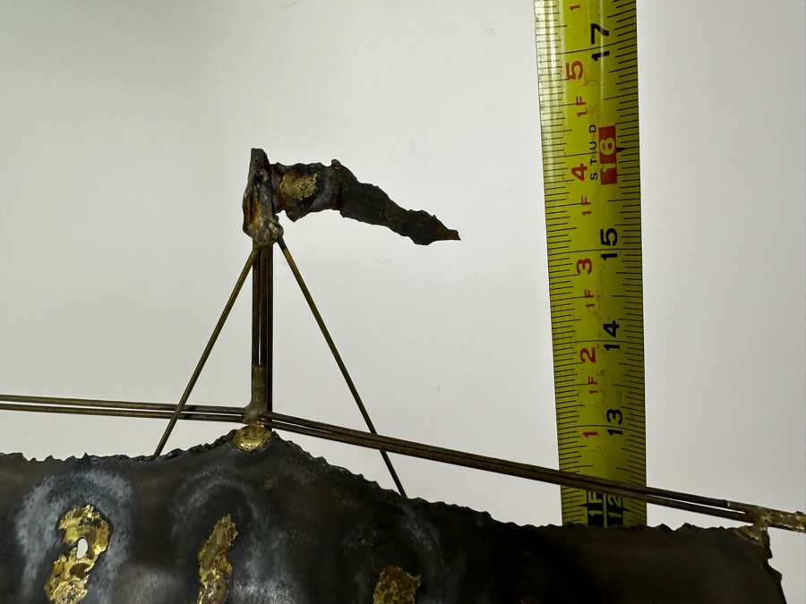 Vintage Mid-Century Modern Metal Viking Sailing Ship Sculpture 15'W X 10'D X 16'H [Photo 8]