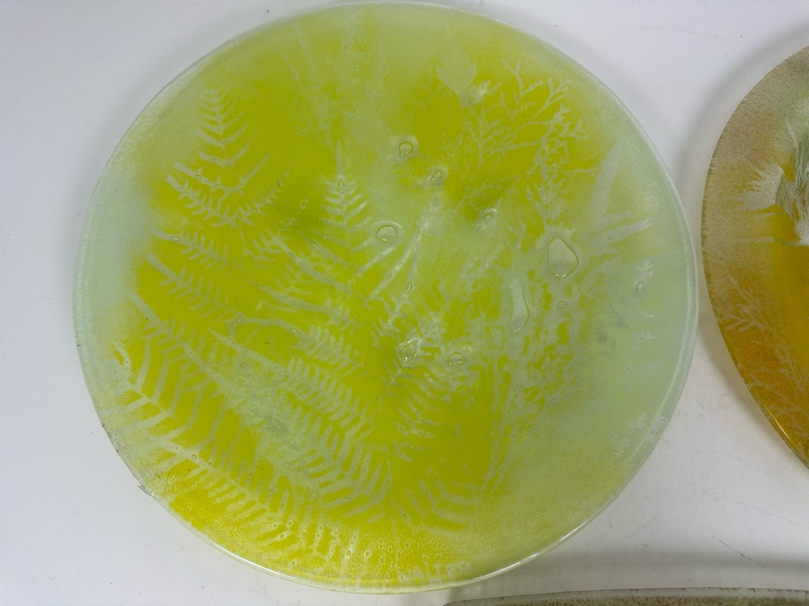(3) Studio Art Glass Plates With Ferns By Edwin D. Walter 10.75'W [Photo 6]