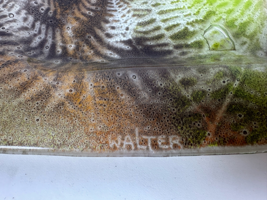 (3) Studio Art Glass Plates With Ferns By Edwin D. Walter 10.75'W [Photo 3]