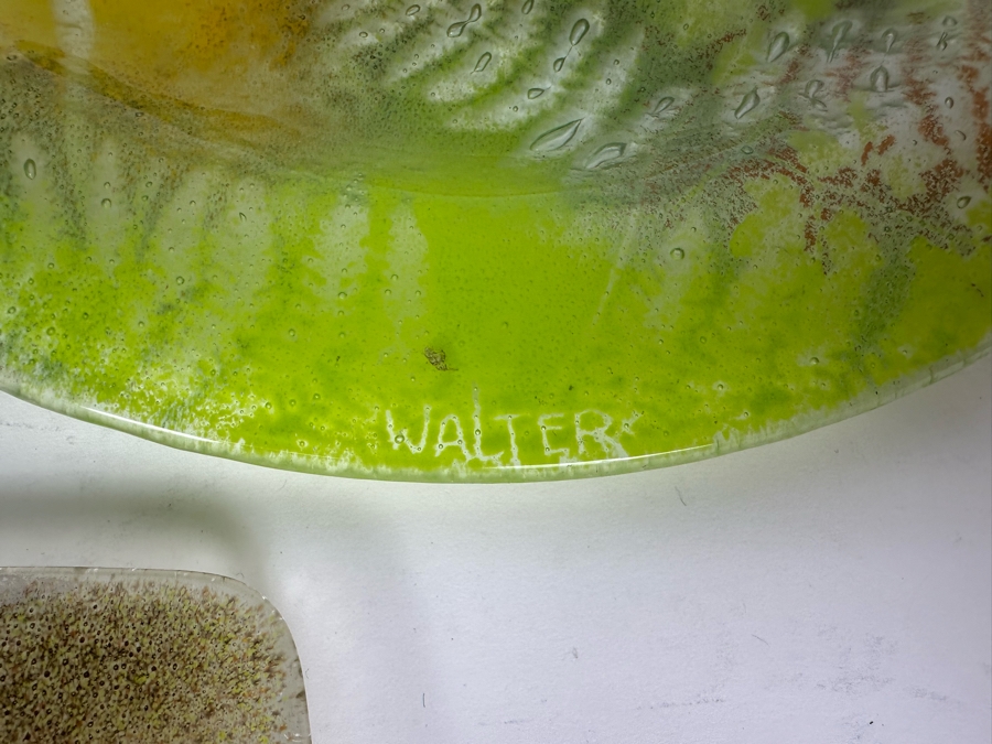 (3) Studio Art Glass Plates With Ferns By Edwin D. Walter 10.75'W [Photo 5]
