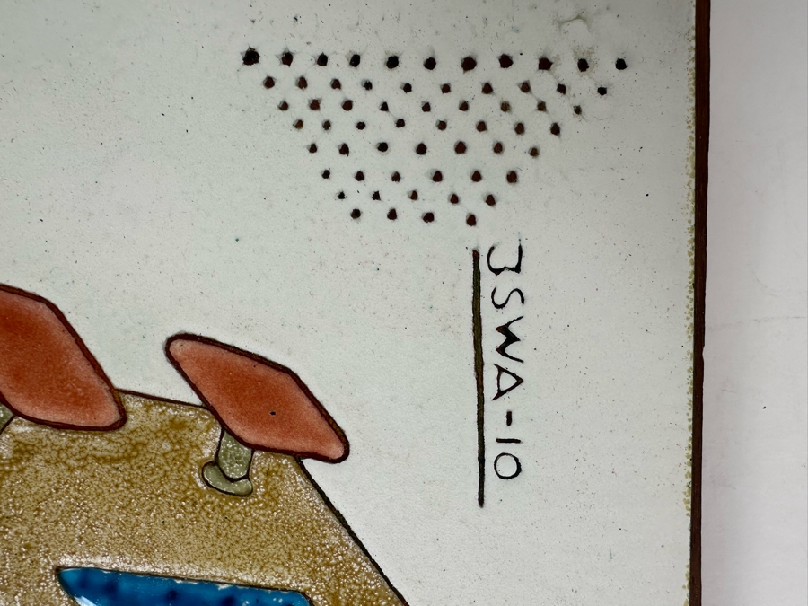 Vintage Enamel Artwork On Board 6.5'W X 9.5'H [Photo 3]