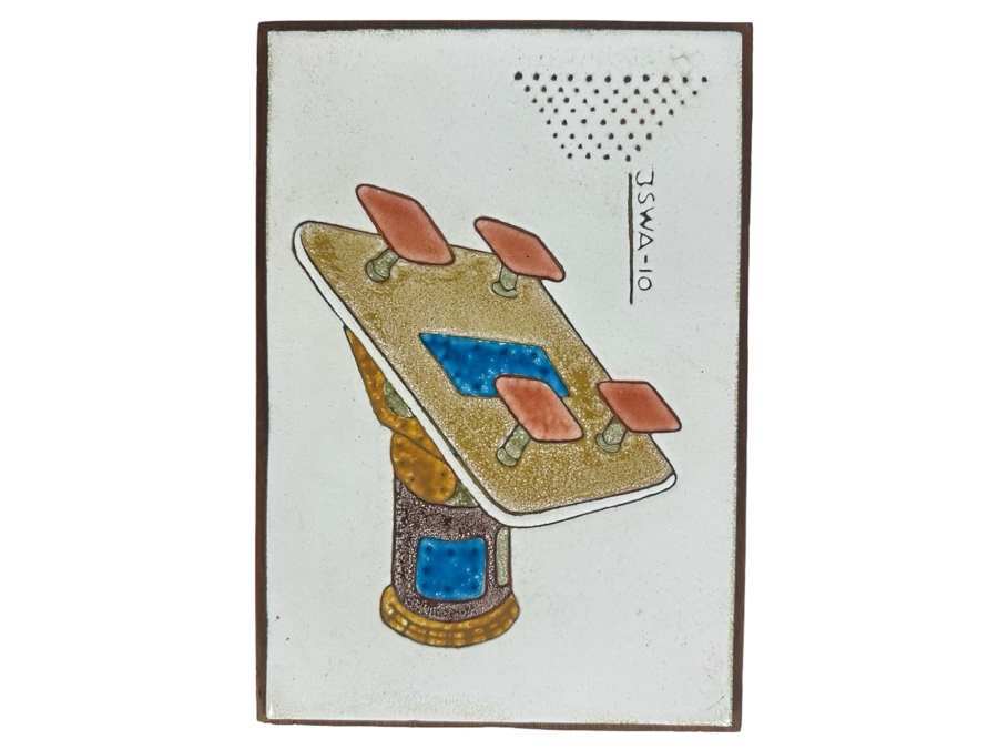 Vintage Enamel Artwork On Board 6.5'W X 9.5'H [Photo 1]