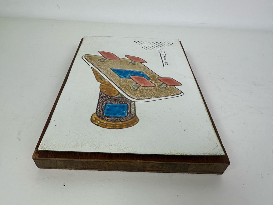 Vintage Enamel Artwork On Board 6.5'W X 9.5'H [Photo 5]