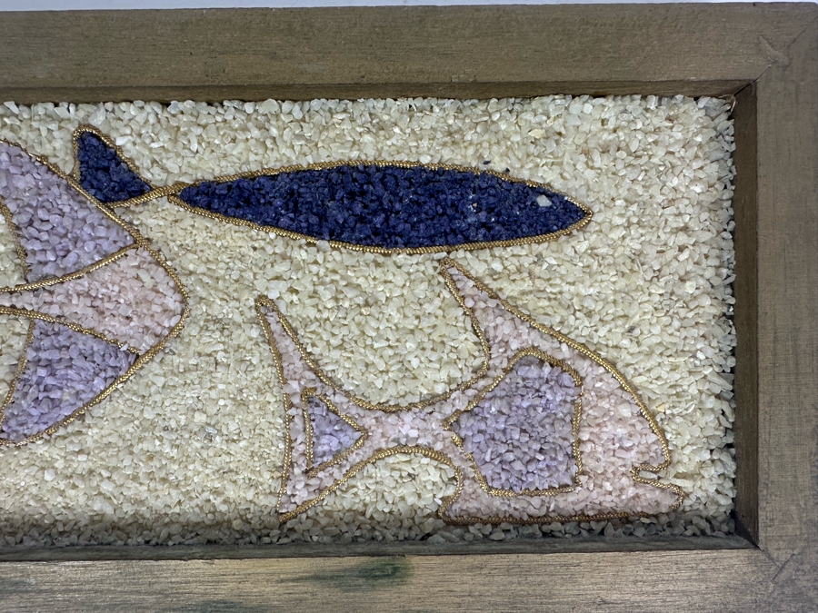 Vintage Gravel Artwork With Abstract Fish 11.5'W X 7'H [Photo 3]