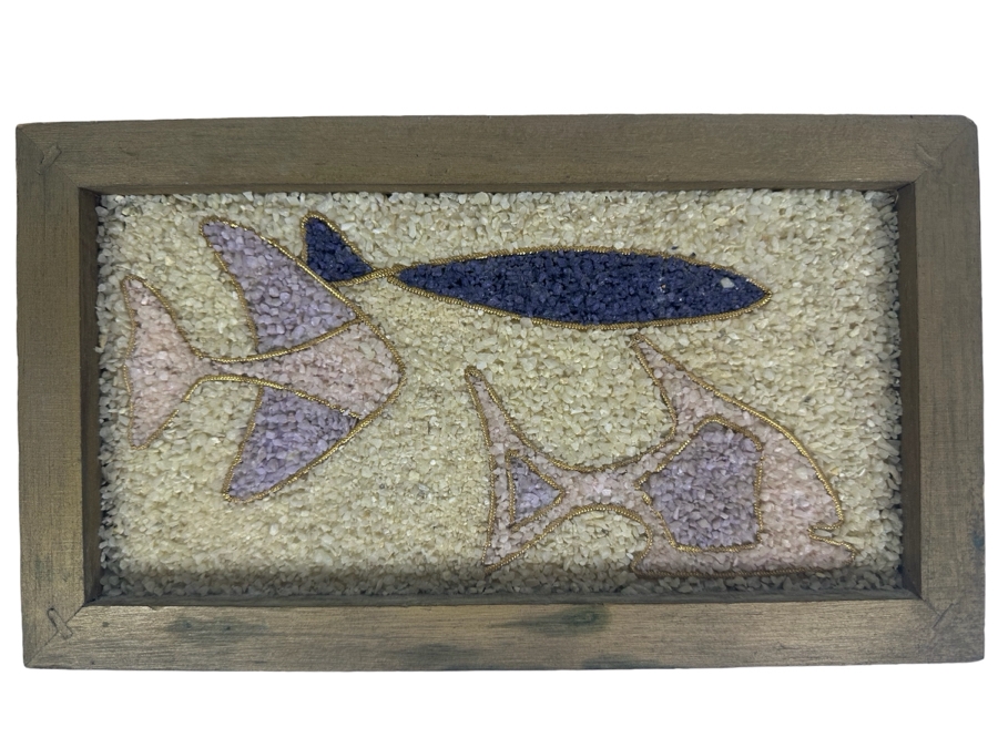 Vintage Gravel Artwork With Abstract Fish 11.5'W X 7'H [Photo 1]