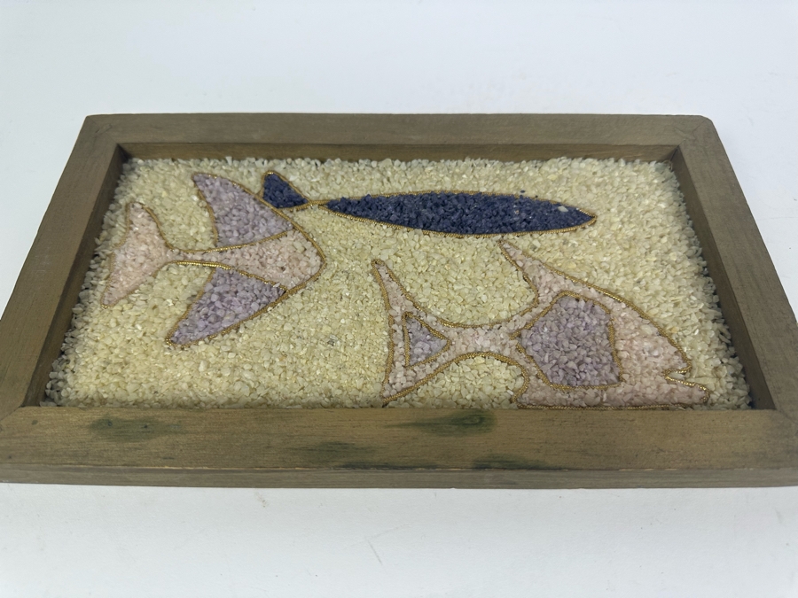 Vintage Gravel Artwork With Abstract Fish 11.5'W X 7'H [Photo 4]
