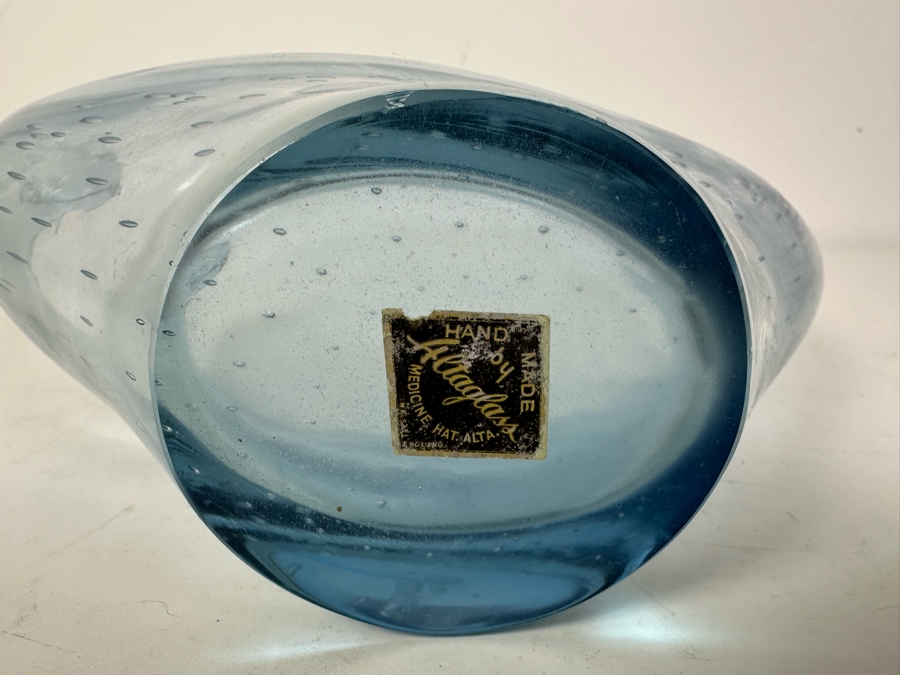 Vintage MCM Handmade Abstract Art Glass Altaglass Bowl Made In England 9'W X 8'H [Photo 4]