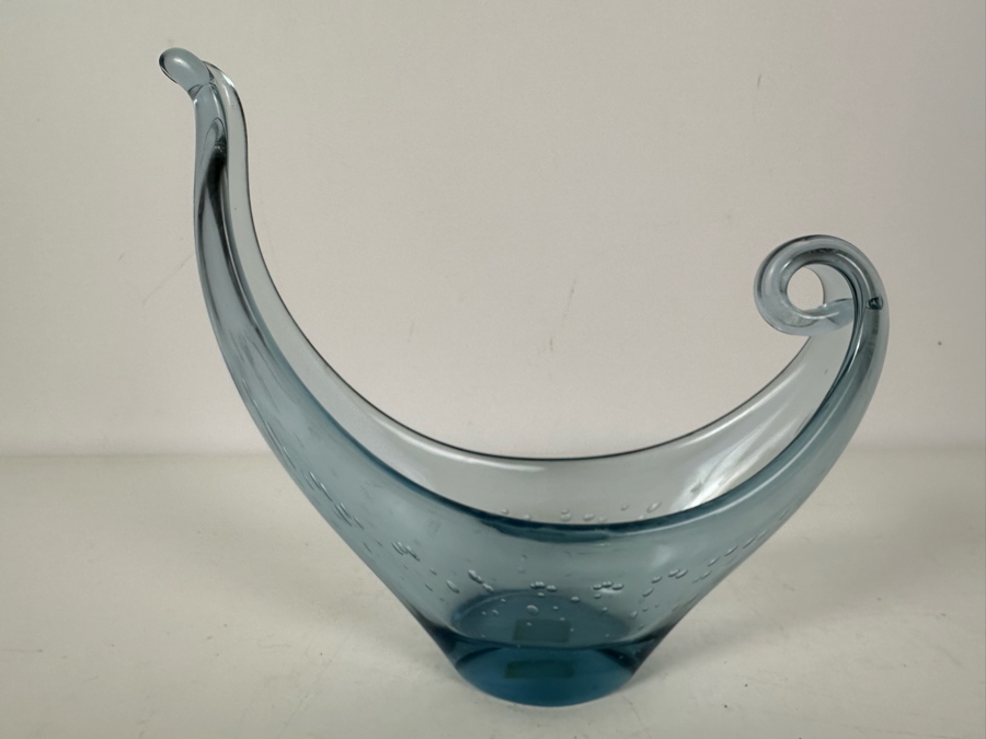 Vintage MCM Handmade Abstract Art Glass Altaglass Bowl Made In England 9'W X 8'H [Photo 3]