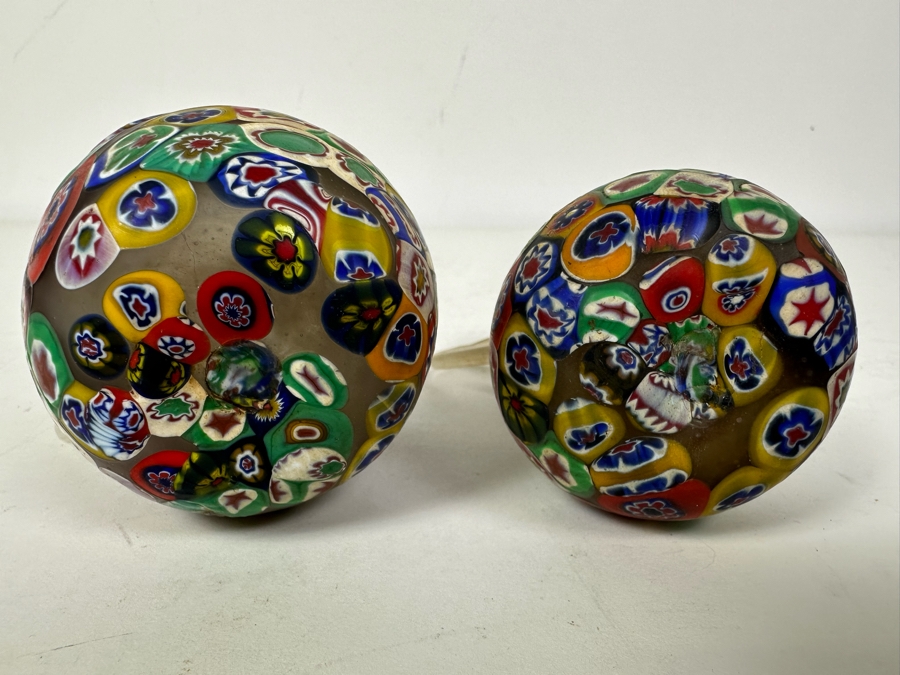 Pair Of Vintage Italian Millefiori Art Glass Miniature Pitchers 3'H And 4.25'H [Photo 4]