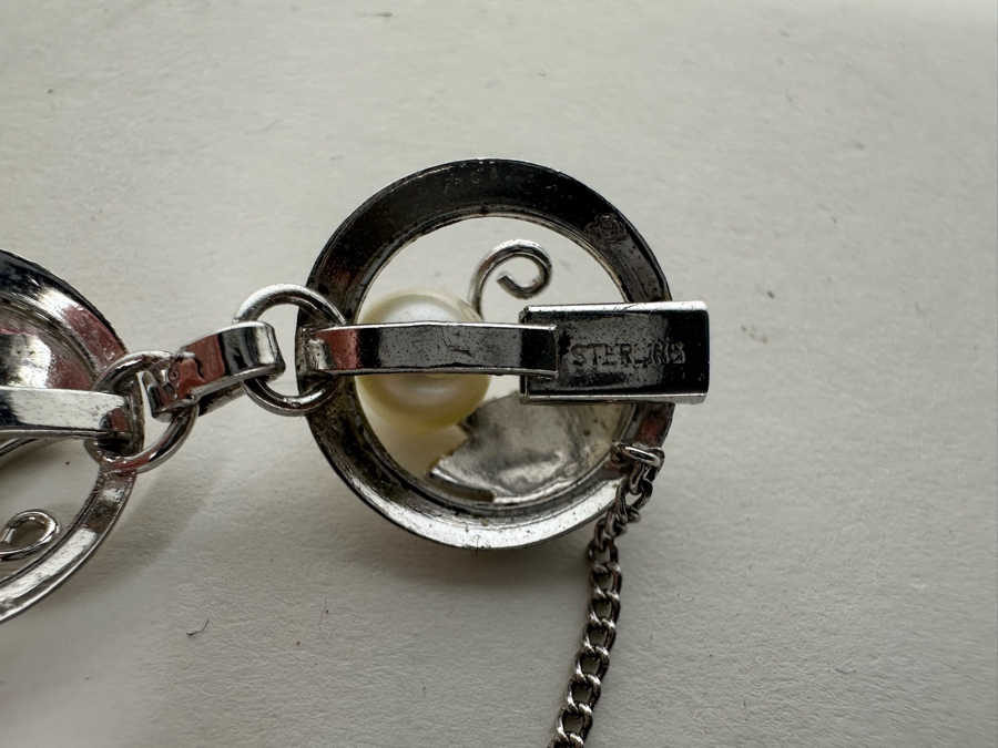 Sterling Silver With Pearls 6' Bracelet 18.6g [Photo 3]