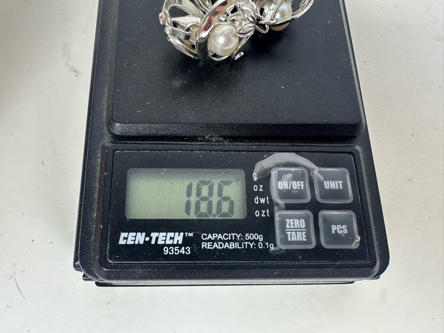 Sterling Silver With Pearls 6' Bracelet 18.6g [Photo 4]