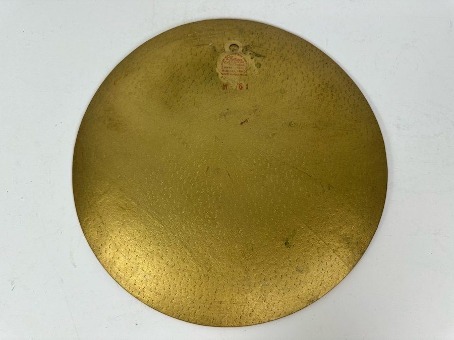 Vintage MCM Hand Painted Seetusee Glassware Leather Backed Wall Decor By Mayfair Manitoba, Canada 11.5'R [Photo 3]