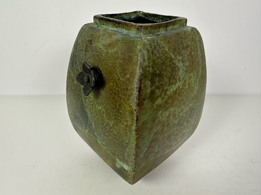 Vintage Signed Tony Evans Raku Studio Pottery Vase 9'H [Photo 3]