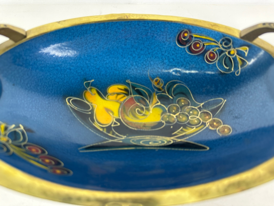 Vintage MCM Enamel Judaica Brass Fruit Bowl Made In Israel 13.5'W X 6'D X 4'H [Photo 4]