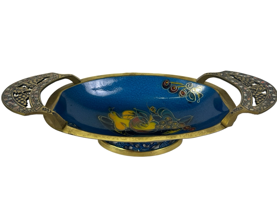 Vintage MCM Enamel Judaica Brass Fruit Bowl Made In Israel 13.5'W X 6'D X 4'H [Photo 1]