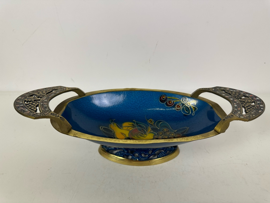 Vintage MCM Enamel Judaica Brass Fruit Bowl Made In Israel 13.5'W X 6'D X 4'H [Photo 5]