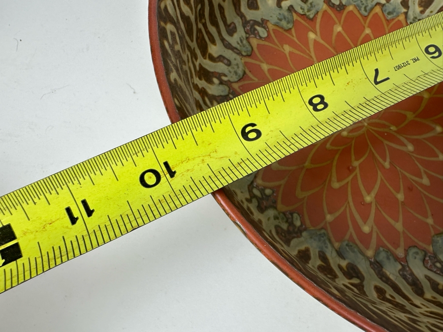 Pair Of Stunning Signed Asian Lotus Pottery Bowls 9.5'W & 7.5'W [Photo 11]