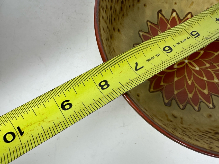 Pair Of Stunning Signed Asian Lotus Pottery Bowls 9.5'W & 7.5'W [Photo 12]