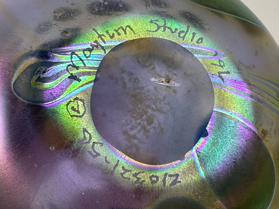 Pair Of Artist Signed Art Glass Egg Oil Lamps By Brian Maytum And Stuart Abelman 5.5'H & 4'H [Photo 4]