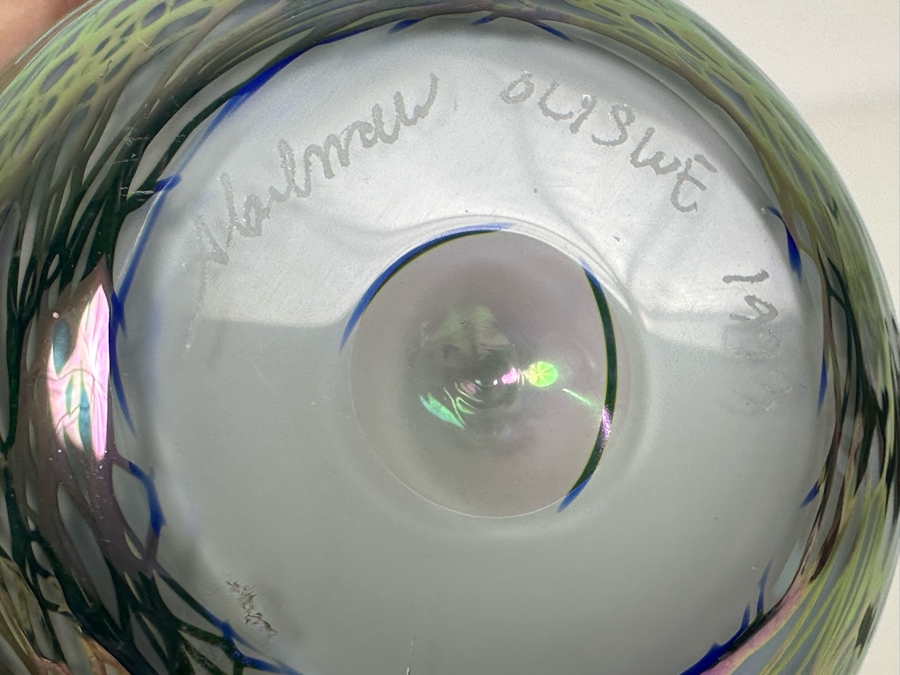 Pair Of Artist Signed Art Glass Egg Oil Lamps By Brian Maytum And Stuart Abelman 5.5'H & 4'H [Photo 6]