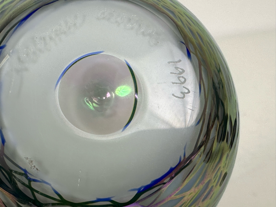 Pair Of Artist Signed Art Glass Egg Oil Lamps By Brian Maytum And Stuart Abelman 5.5'H & 4'H [Photo 7]