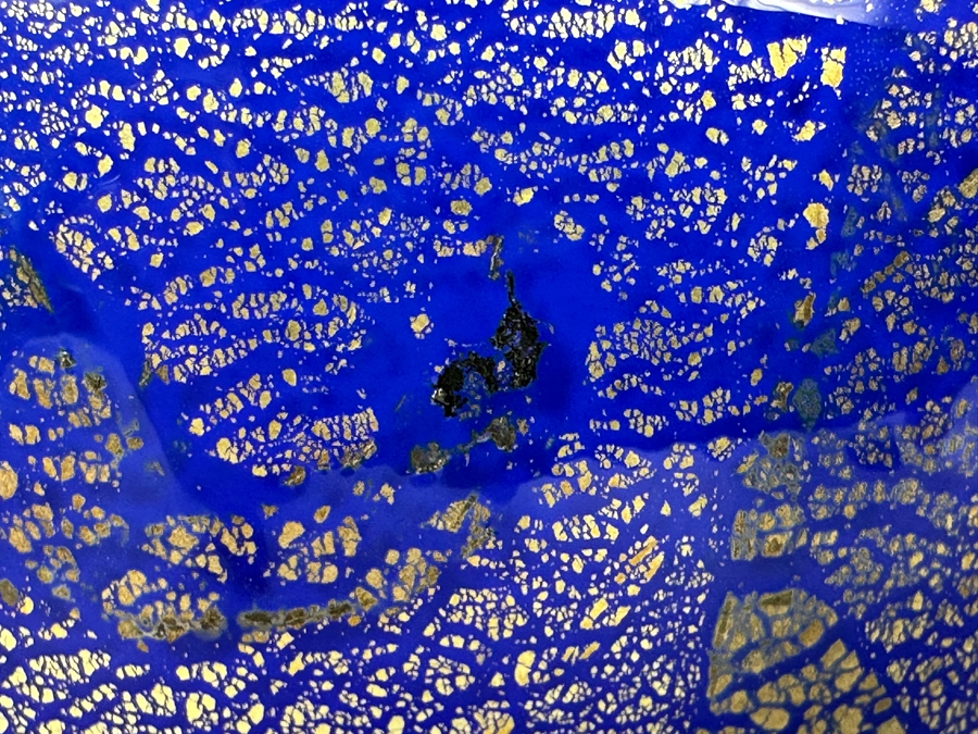 Vintage Signed Thames Art Glass Vase In Blue With Gold Specks By Matthew Buechner Rhode Island 6.5'H [Photo 5]