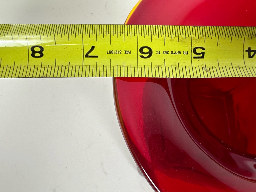 Vintage MCM Red Art Glass Vase 6.5'W X 5.5'H [Photo 6]