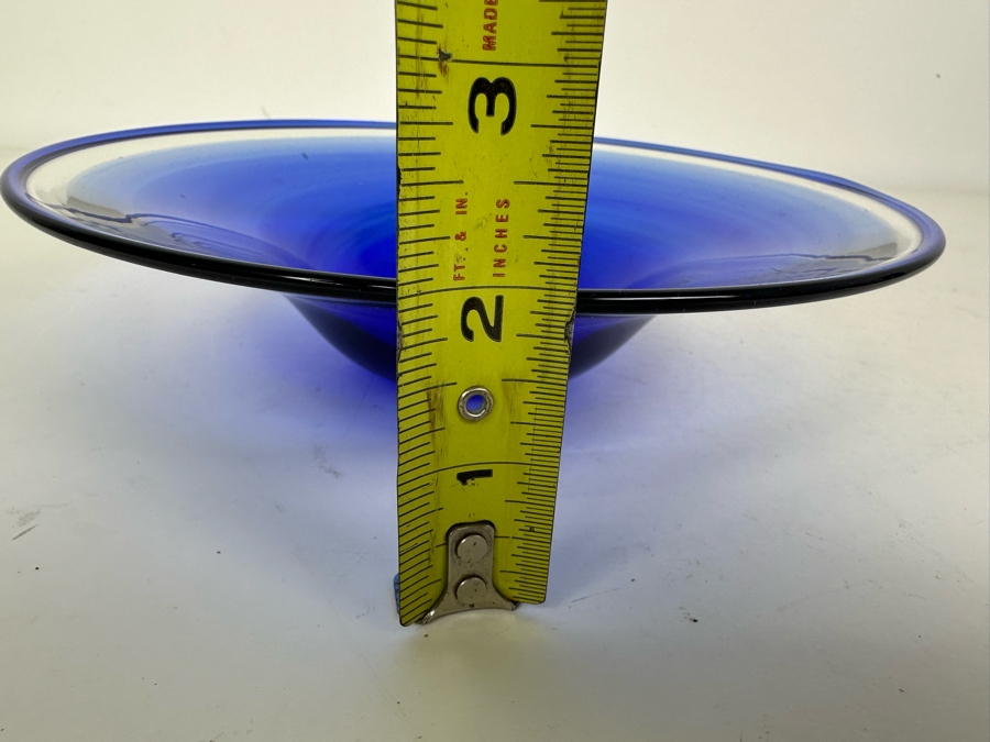 Vintage 1973 Artist Signed Art Glass Bowl Art Reed 8.75'W X 2'H [Photo 10]