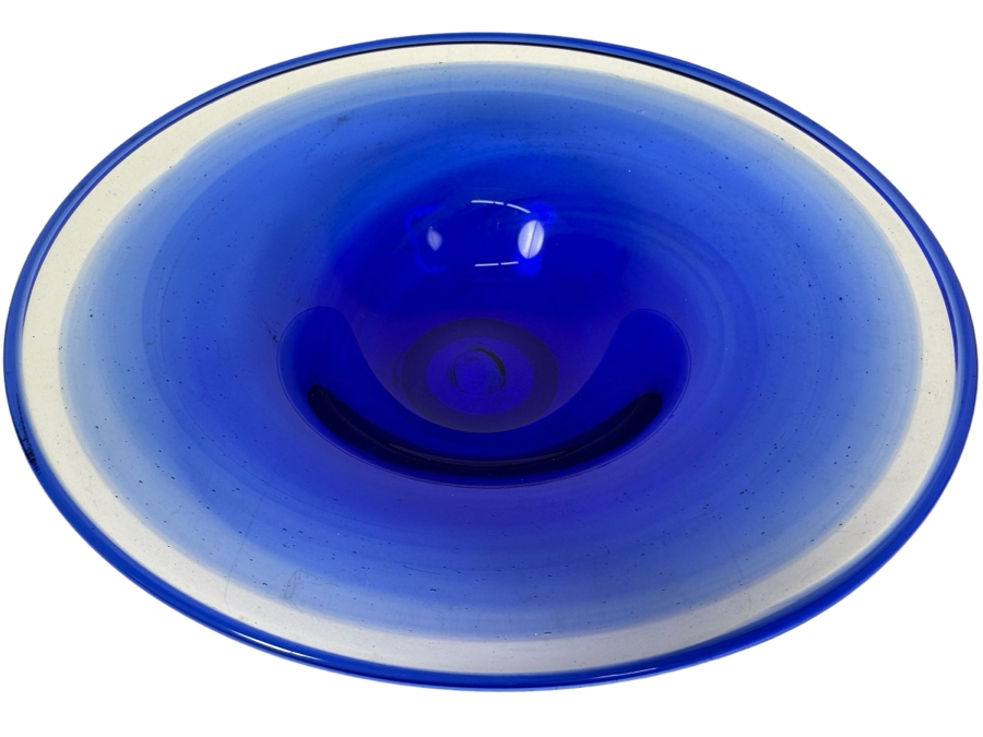 Vintage 1973 Artist Signed Art Glass Bowl Art Reed 8.75'W X 2'H [Photo 1]