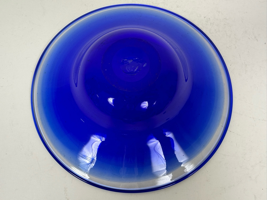 Vintage 1973 Artist Signed Art Glass Bowl Art Reed 8.75'W X 2'H [Photo 5]