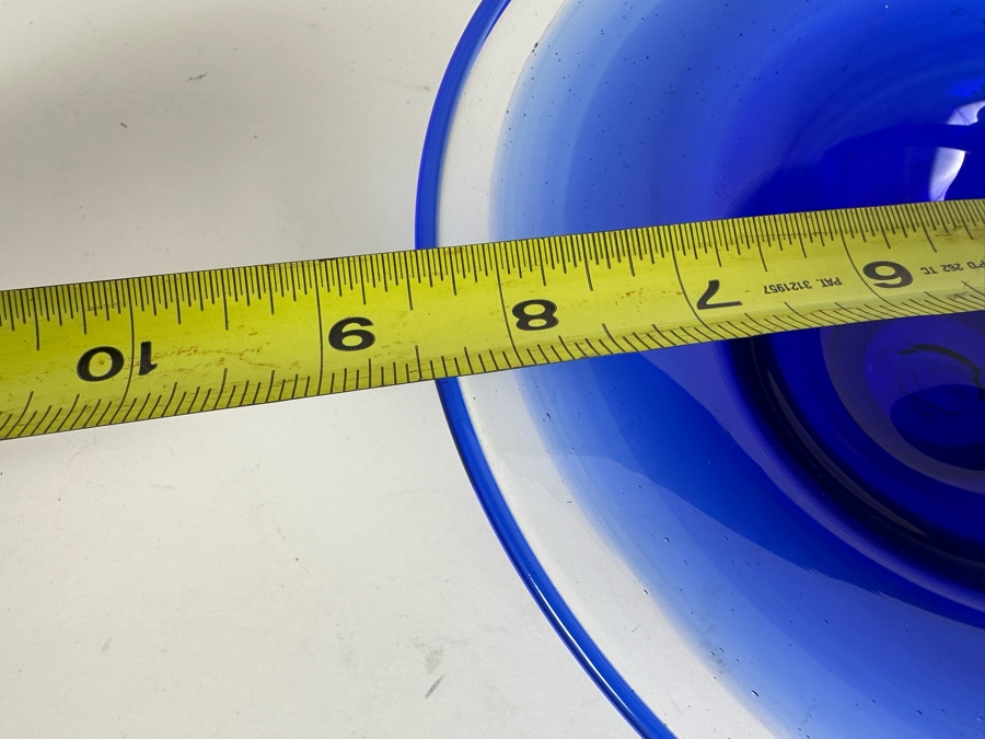 Vintage 1973 Artist Signed Art Glass Bowl Art Reed 8.75'W X 2'H [Photo 9]