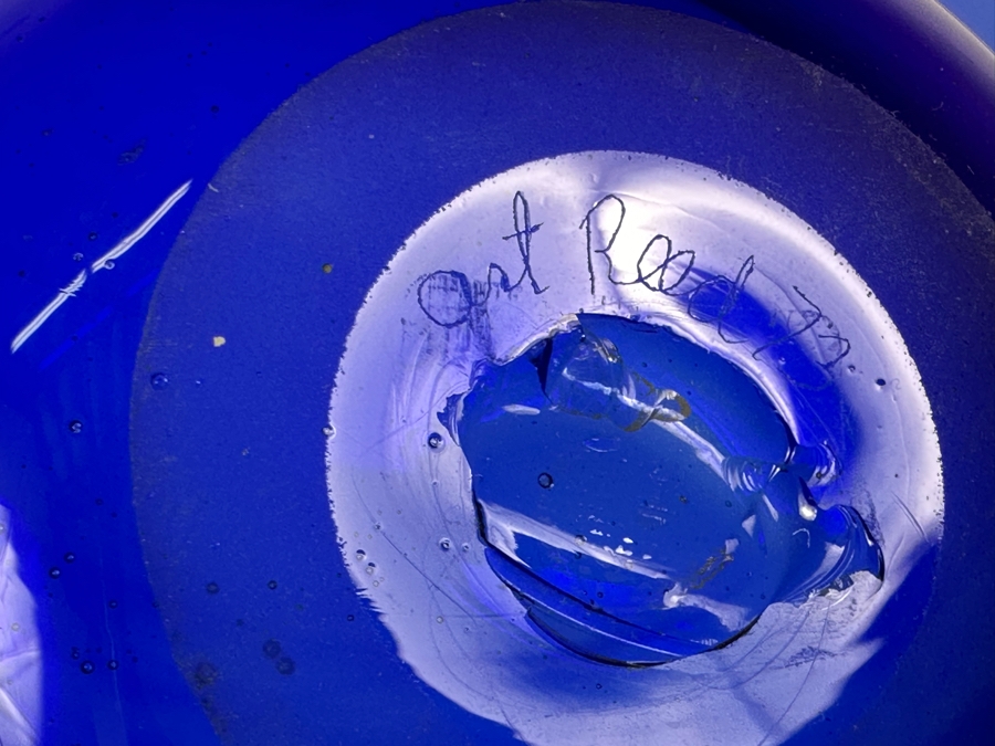 Vintage 1973 Artist Signed Art Glass Bowl Art Reed 8.75'W X 2'H [Photo 7]