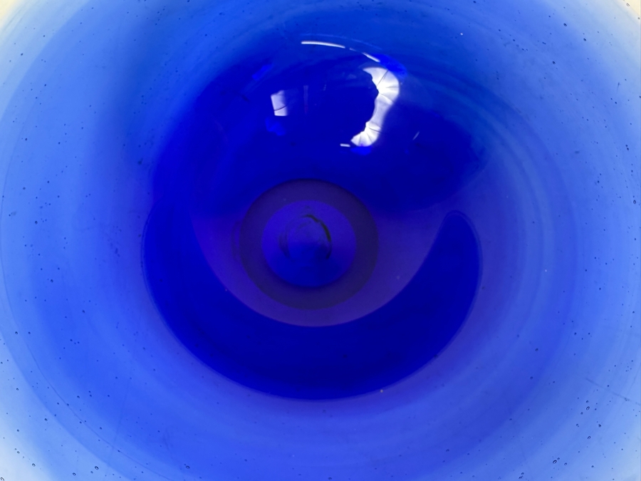 Vintage 1973 Artist Signed Art Glass Bowl Art Reed 8.75'W X 2'H [Photo 4]