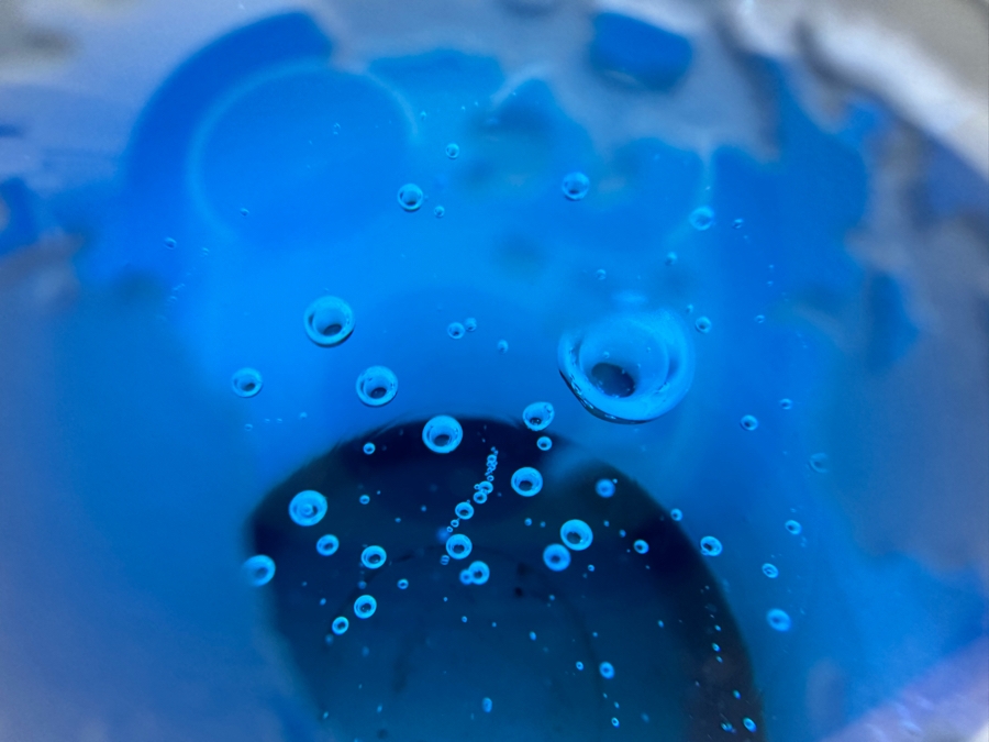 Vintage Steven Correia Blue Etched Art Glass World Globe Paperweight 4'H [Photo 6]