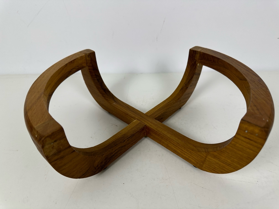 Vintage Mid-Century Teak Bowl Holder With Glass Bowl 11.5'W X 6'H [Photo 4]