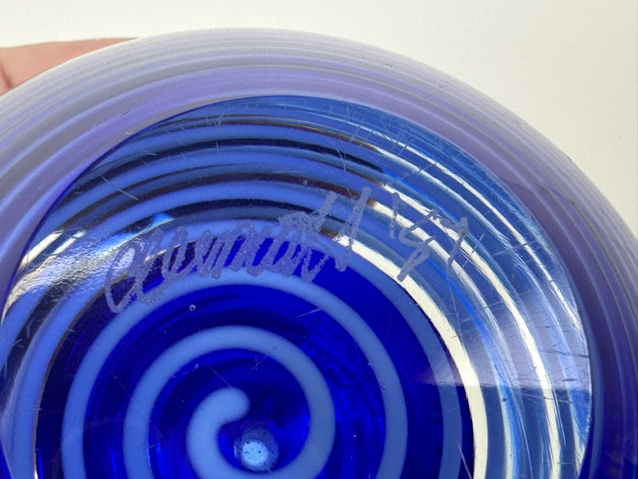 Vintage Artist Signed Stephen Jon Clements Studio Art Glass Perfume Bottle With Stopper 4.5'H [Photo 7]