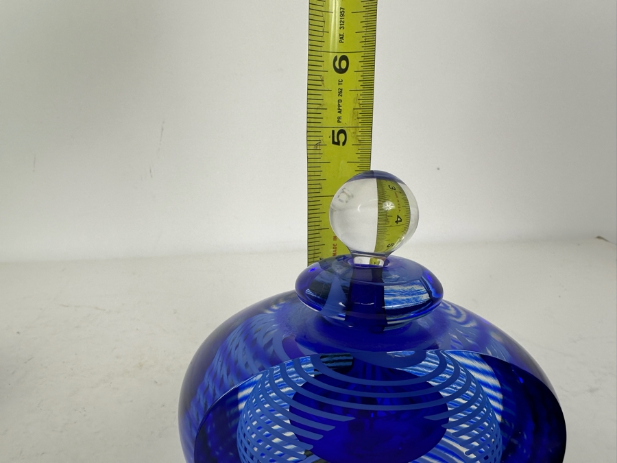 Vintage Artist Signed Stephen Jon Clements Studio Art Glass Perfume Bottle With Stopper 4.5'H [Photo 8]