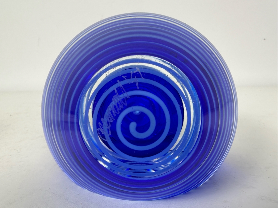 Vintage Artist Signed Stephen Jon Clements Studio Art Glass Perfume Bottle With Stopper 4.5'H [Photo 6]