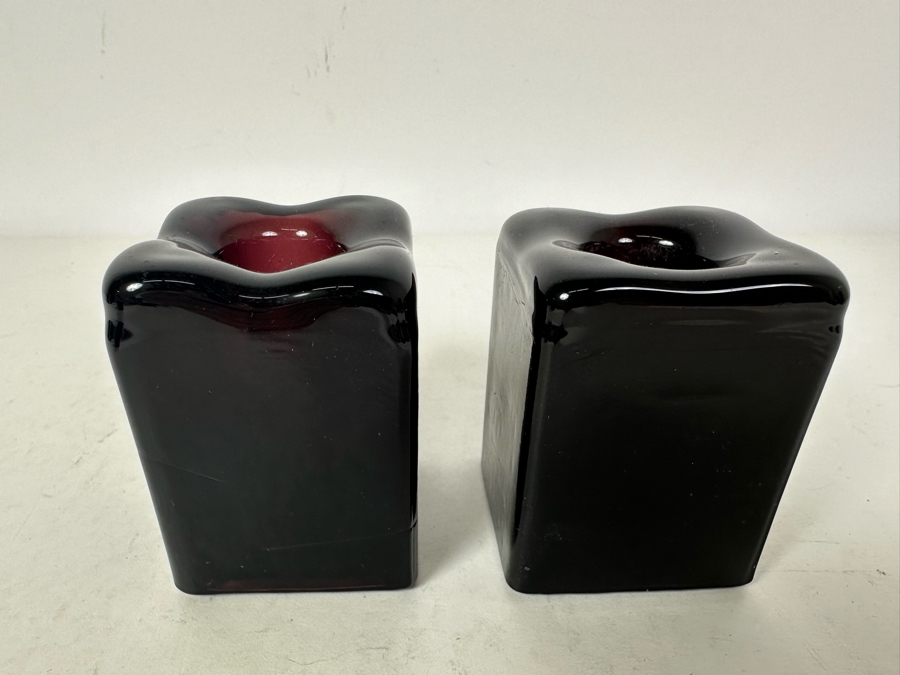 Pair Of Vintage Blenko Glass Candle Holders 2.5'H [Photo 2]