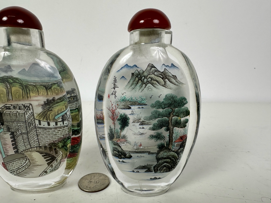 Pair Of Chinese Reverse Painted Snuff Bottles 5'H [Photo 5]