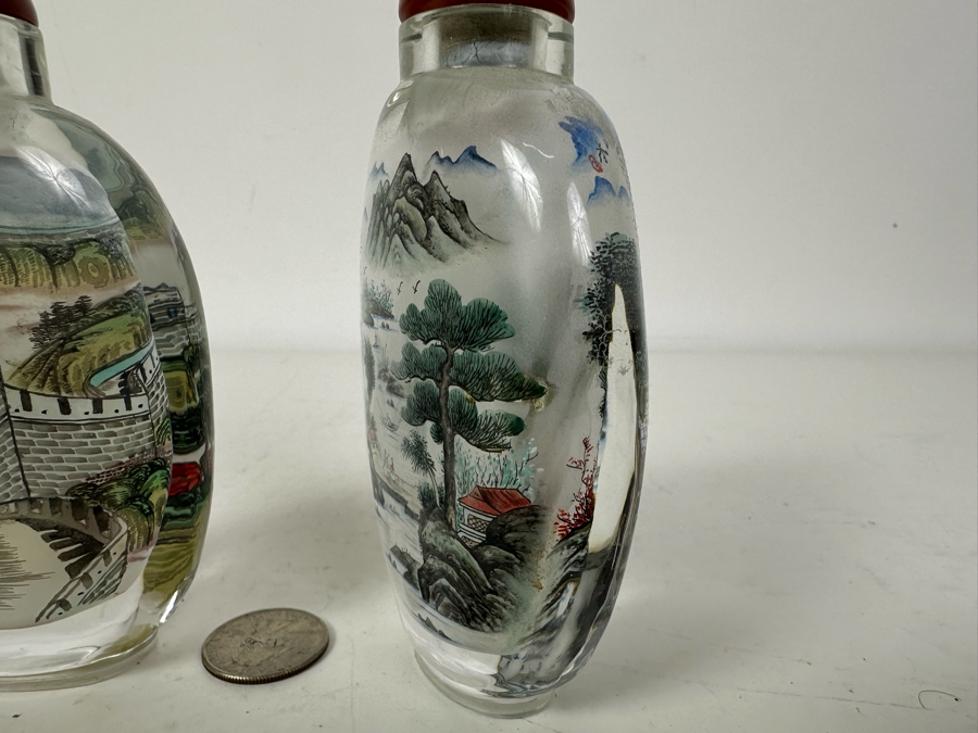 Pair Of Chinese Reverse Painted Snuff Bottles 5'H [Photo 4]