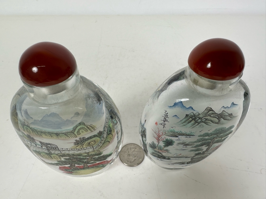 Pair Of Chinese Reverse Painted Snuff Bottles 5'H [Photo 10]