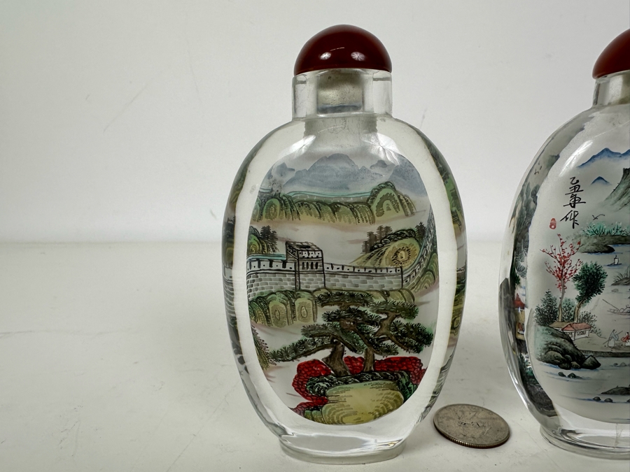 Pair Of Chinese Reverse Painted Snuff Bottles 5'H [Photo 9]