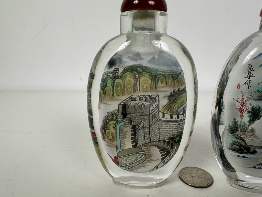Pair Of Chinese Reverse Painted Snuff Bottles 5'H [Photo 7]
