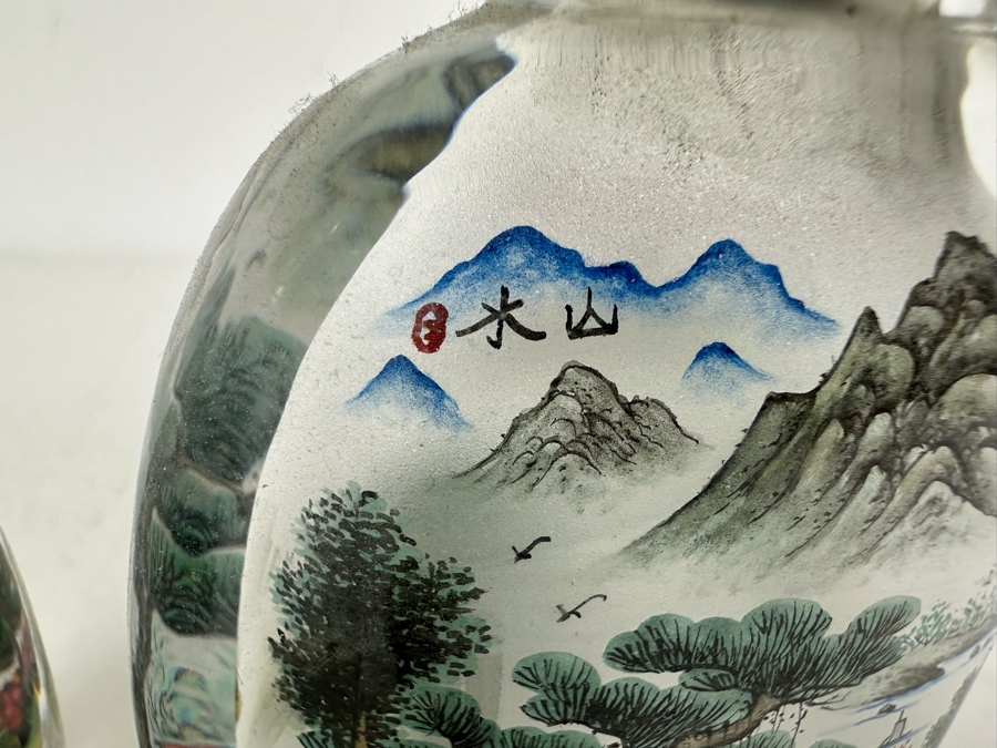 Pair Of Chinese Reverse Painted Snuff Bottles 5'H [Photo 3]