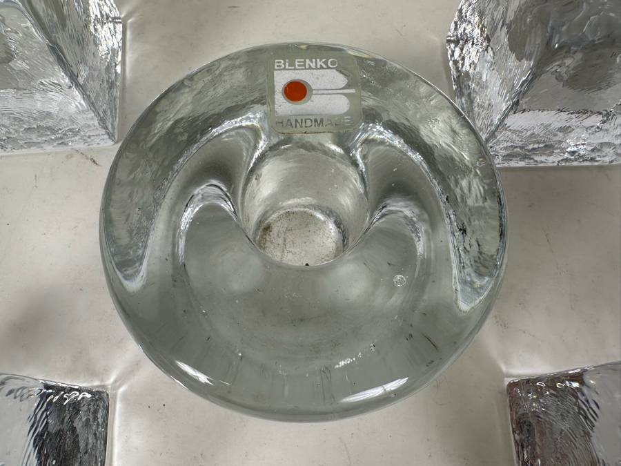 Five Blenko Glass Ice Cube Candle Holders 2'H [Photo 4]