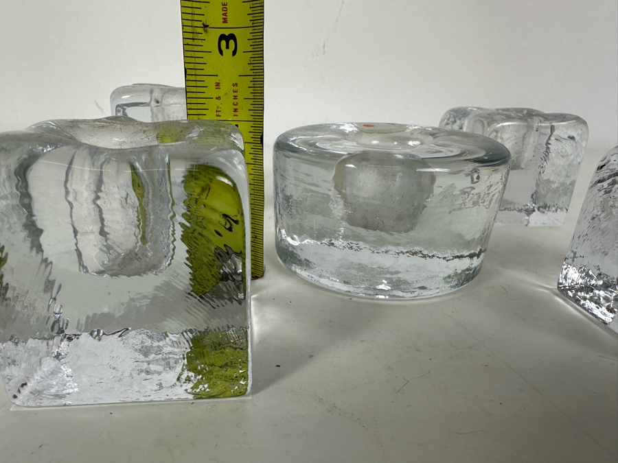Five Blenko Glass Ice Cube Candle Holders 2'H [Photo 7]