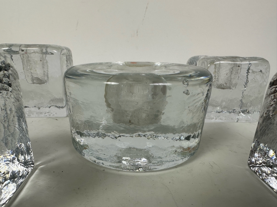 Five Blenko Glass Ice Cube Candle Holders 2'H [Photo 5]